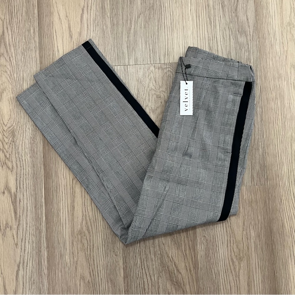 Velvet by Graham & Spencer Adela Side Stripe Checkered Trousers NWT - XS